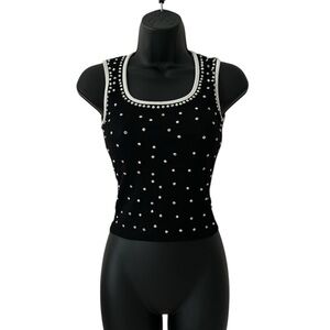 Be You Black Sleeveless Top with Rhinestones Accents Like New sz Small